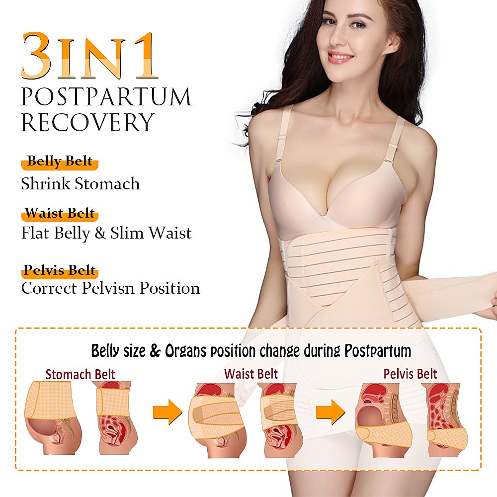 Post-Partum (After Delivery) Abdominal Belt with Three Function (3 In 1)  Abdominal Support, Back Support, After Delivery Pelvic Correction and Early  Abdominal Recovery after C- Section
